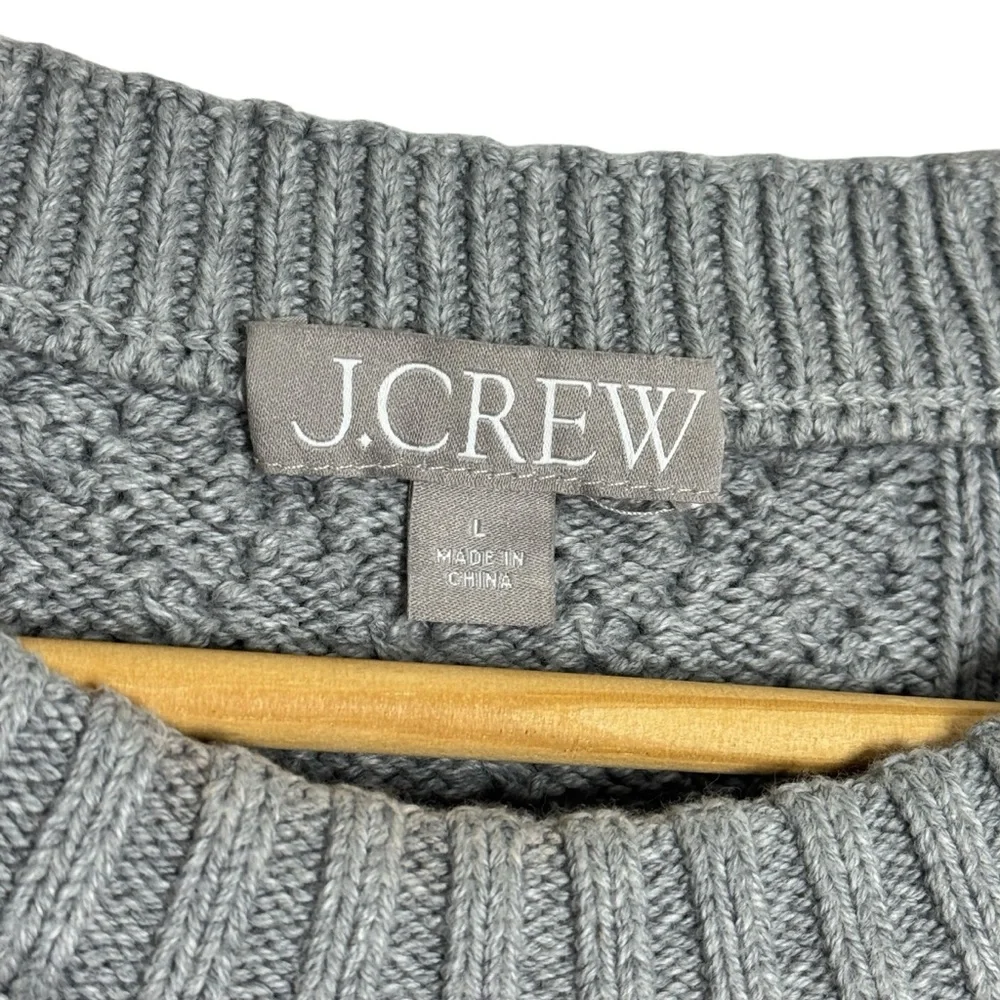 J.Crew Pearl Embellished Cotton Cable‎ Knit Sweater